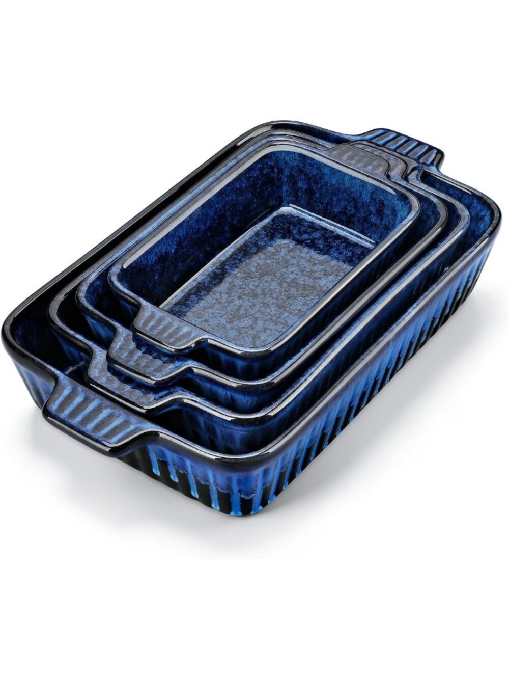 Set of 4 Ceramic Casserole Dishes - Deep Lasagna Pans, Oven & Microwave Safe